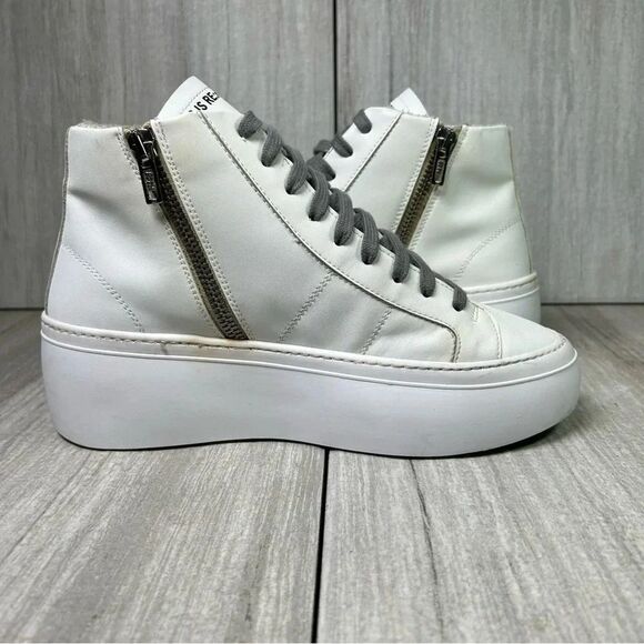 P448 Star Gea Leather Lace Up Chunky Sneaker Boot White Womens Size 7 EUR 37 - Picture 4 of 10